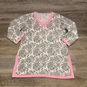Gretchen Scott Designs Floral V-Neck Tunic Top Women’s Size Small Shirt